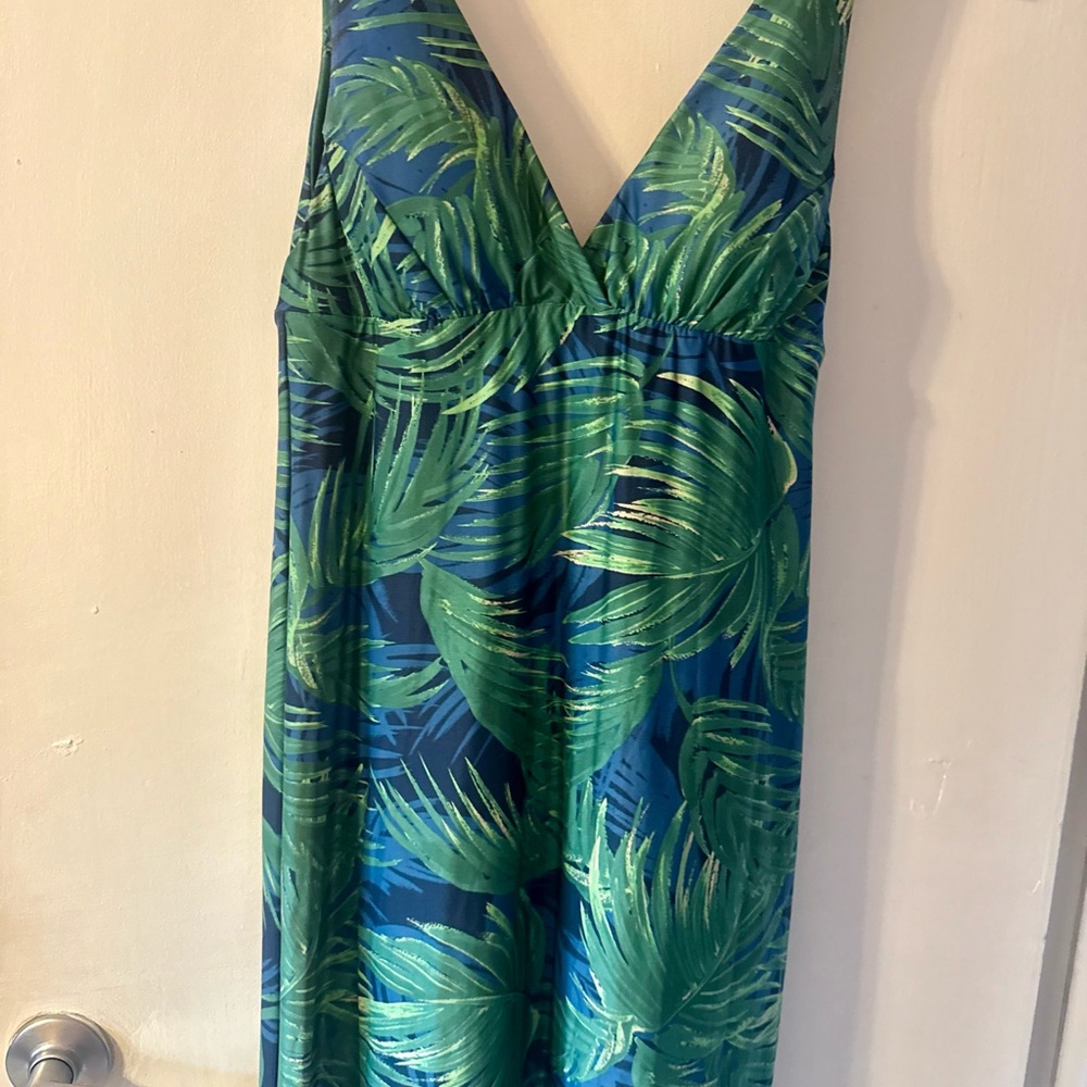 Carve Designs Blue and Green Leaf Print Dress